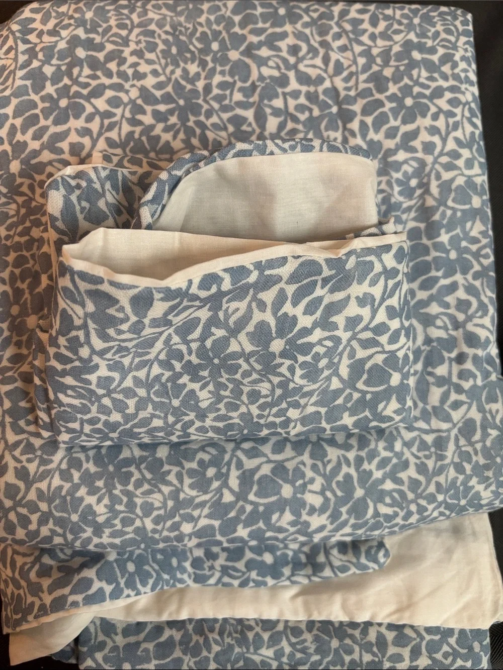 NEW Threshold Light Blue Floral Cotton duvet cover with pillowcase